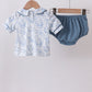 Navy bunny embroidery peter pan collar bloomer set