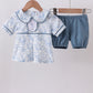 Navy bunny embroidery peter pan collar bloomer set