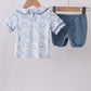Navy bunny embroidery peter pan collar bloomer set