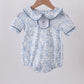 Navy bunny embroidery peter pan collar bubble