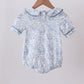 Navy bunny embroidery peter pan collar bubble