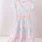 Pink patchwork floral tiered dress