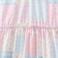 Pink patchwork floral tiered dress