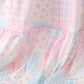 Pink patchwork floral tiered dress