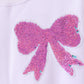 White bow sequin mom&me sweatshirt