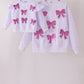 White bow sequin mom&me sweatshirt