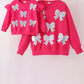 Magenta bow sequin mom&me sweatshirt