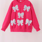 Magenta bow sequin mom&me sweatshirt