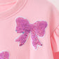 Pink bow sequin mom&me sweatshirt