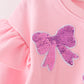 Pink bow sequin mom&me sweatshirt