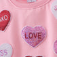 Pink heart love smile sequin fleece mom&me sweatshrit