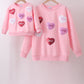 Pink heart love smile sequin fleece mom&me sweatshrit