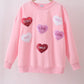Pink heart love smile sequin fleece mom&me sweatshrit