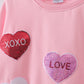 Pink heart love smile sequin fleece mom&me sweatshrit