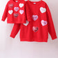 Red heart love smile sequin fleece mom&me sweatshrit