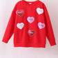 Red heart love smile sequin fleece mom&me sweatshrit