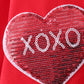 Red heart love smile sequin fleece mom&me sweatshrit