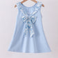 Blue bunny applique ruffle dress