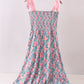 Pink floral smocked tiered dress