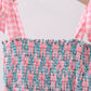 Pink floral smocked tiered dress