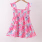 Pink floral smocked ruffle mom&me tiered dress