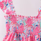 Pink floral smocked ruffle mom&me tiered dress