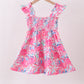 Pink floral smocked ruffle mom&me tiered dress