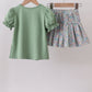 Sage floral bunny applique skorts set