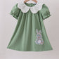 Sage bunny applique lace collar dress