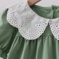 Sage bunny applique lace collar dress