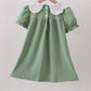 Sage bunny applique lace collar dress
