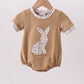 Brown plaid bunny applique bubble