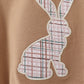 Brown plaid bunny applique bubble