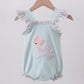 Blue floral bunny applique ruffle bubble