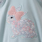 Blue floral bunny applique ruffle bubble