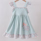 Blue floral bunny applique ruffle dress