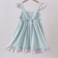 Blue floral bunny applique ruffle dress