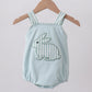 Blue stripe bunny applique bubble