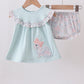 Blue floral bunny applique bloomer set