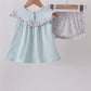 Blue floral bunny applique bloomer set