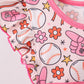 Pink baseball print ruffle shorts set