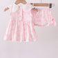 Pink bunny smocked lace collar bow bloomer set