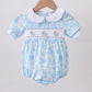 Blue bunny smocked peter pan collar bubble