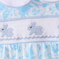 Blue bunny smocked peter pan collar bubble