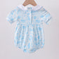 Blue bunny smocked peter pan collar bubble