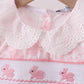 Pink bunny smocked lace collar shorts set