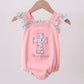 Pink floral cross embroidery ruffle bubble