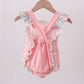 Pink floral cross embroidery ruffle bubble
