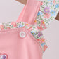 Pink floral cross embroidery ruffle bubble