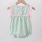 Green swiss dot cross sheep ruffle bubble